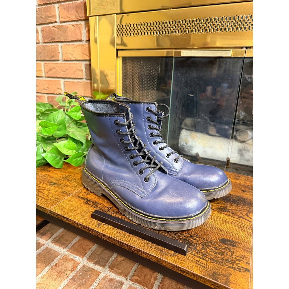 Dr. Martens 1460 Combat Boots Mens Blue Leather 8 Eye Lace Up Approx Size 10